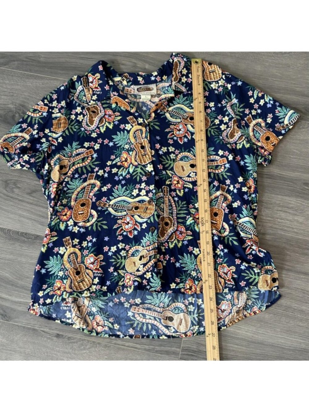 Reyn Spooner Shirt Womens L Multicolor Eddy Y Guitar Hawaiian Aloha Rayon Hawaii - Picture 8 of 9